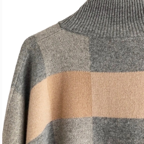 Note Di Anita Wool Cashmere Poncho Mock Neck One Size - Picture 3 of 8